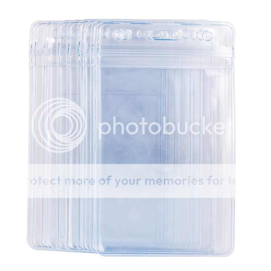 10x Clear Plastic Zip Pouch Name Tag ID Swipe Card Holder PVC Badge